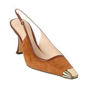 Alexandre Birman Olivia 85 Suede & Leather Slingback Pump, Brown